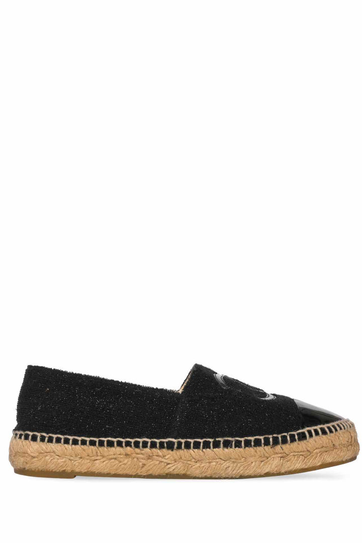 Chanel Size 37 Tweed Lambskin Patent CC Logo Espadrilles