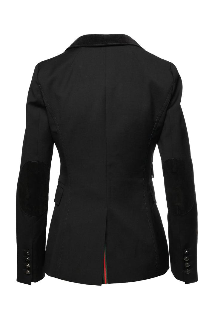 Gucci Size 40 Equestrian Wool & Suede Trim Single Breasted Blazer