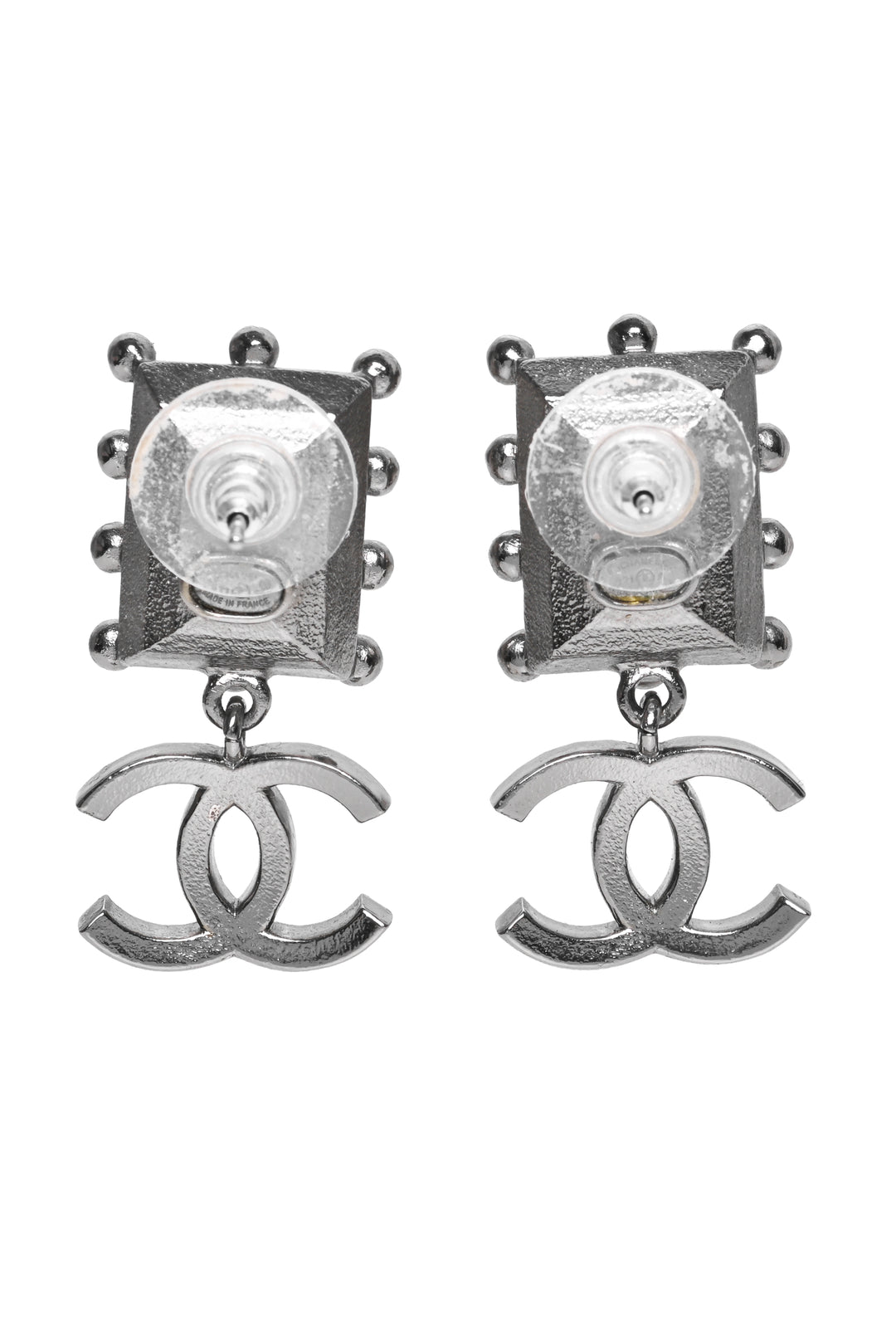 Chanel 2021 Rectangle & Interlocking CC Crystal Drop Earrings
