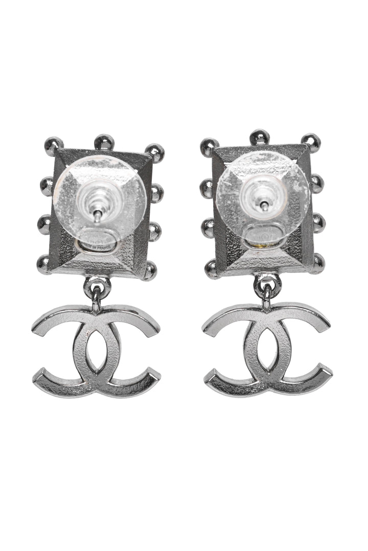 Chanel 2021 Rectangle & Interlocking CC Crystal Drop Earrings