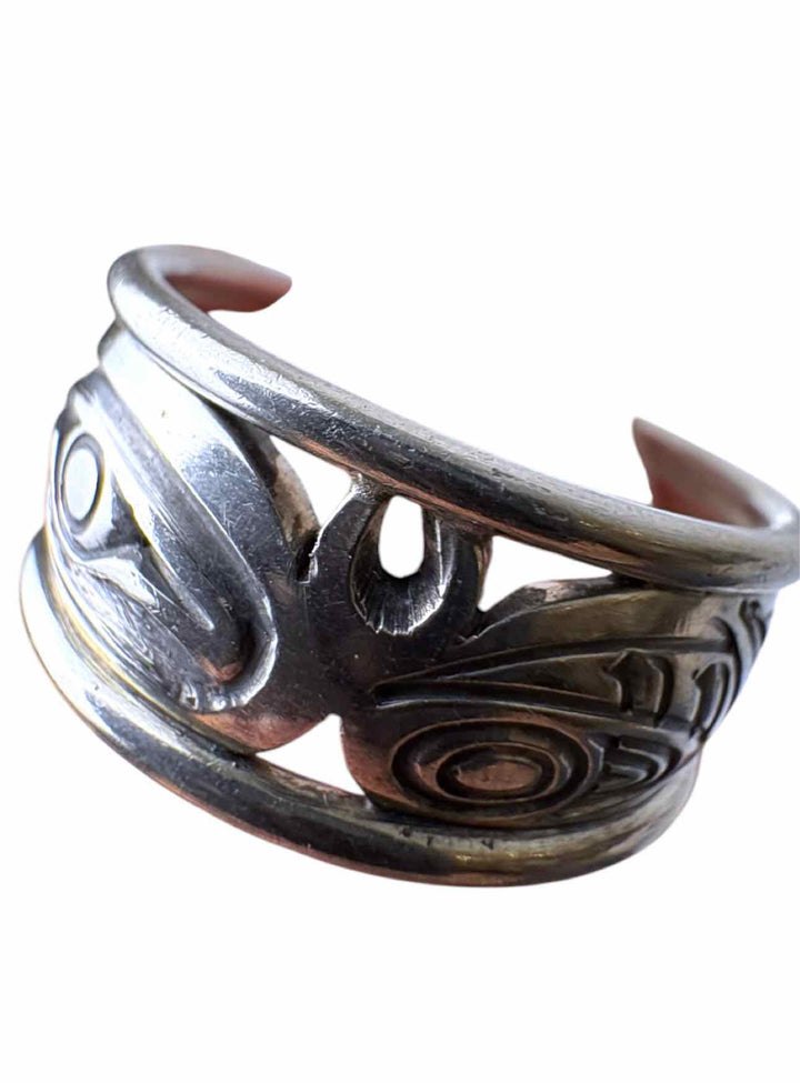 Size 10 Norman Bentley Silver Engraved Indigenous Ring