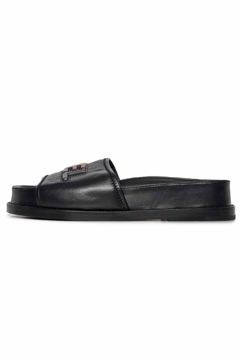 Chanel Size 39 2022 Leather Logo Slide Sandals