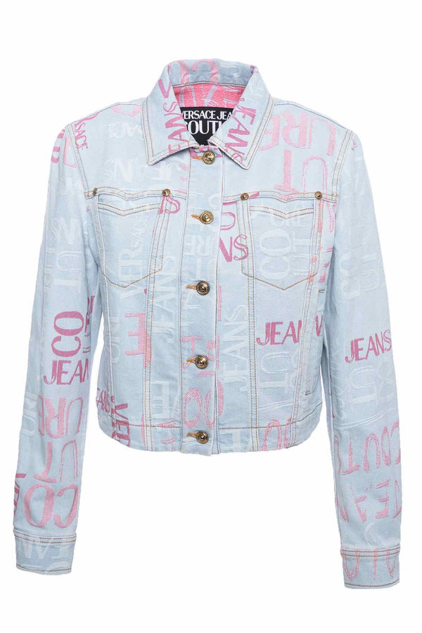 Versace Jean C Size 6 Ametista Logo Denim Jacket