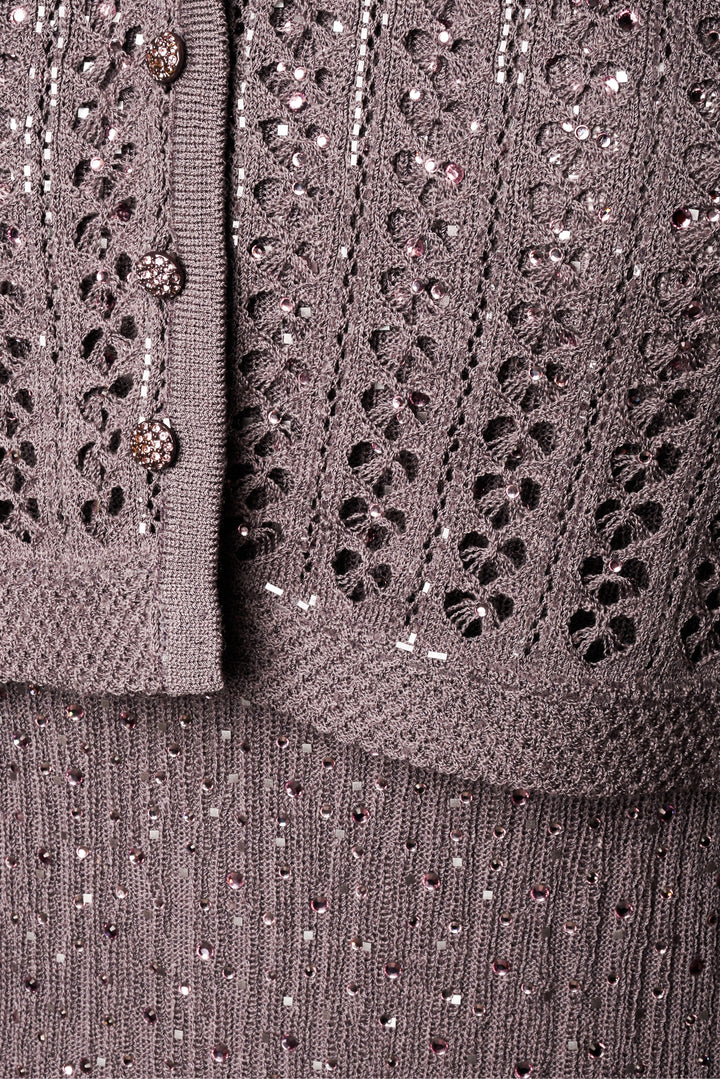 St. John Size 2 Embellished Knit Maxi Dress & Cropped Cardigan Set