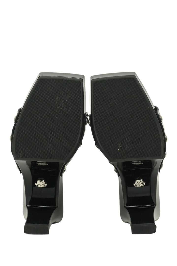 Versace Size 37 Medusa Buckle Patent Sandals