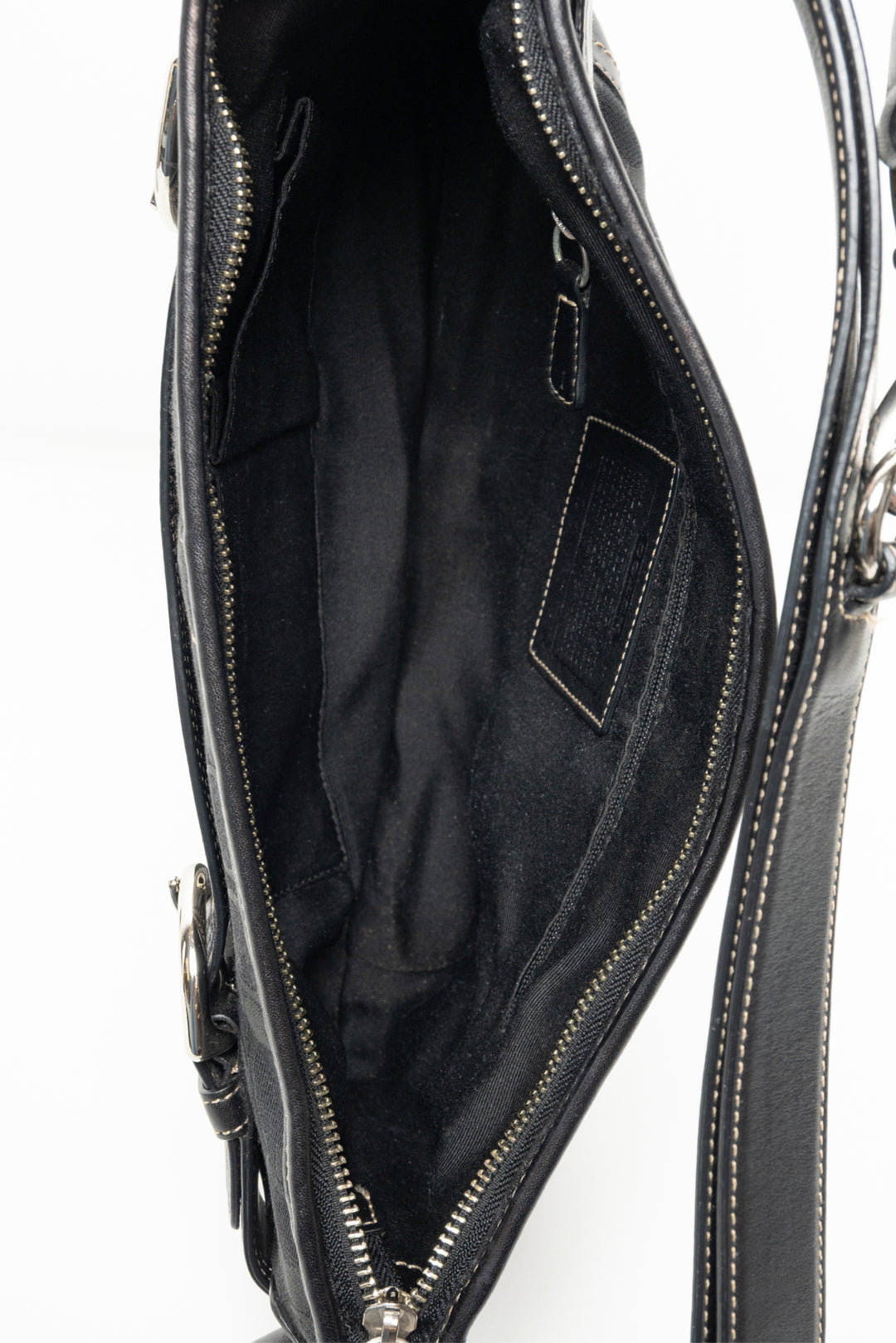 Coach Signature Canvas & Leather Double Buckle Shoulder Bag