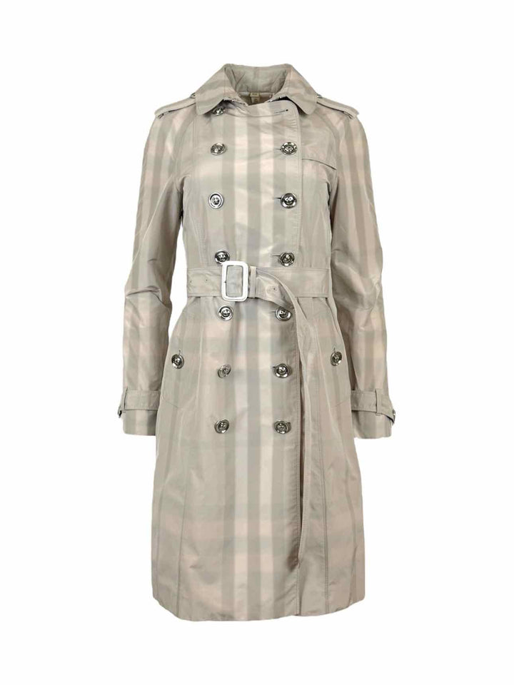Burberry London Size 4 Check Trench Coat