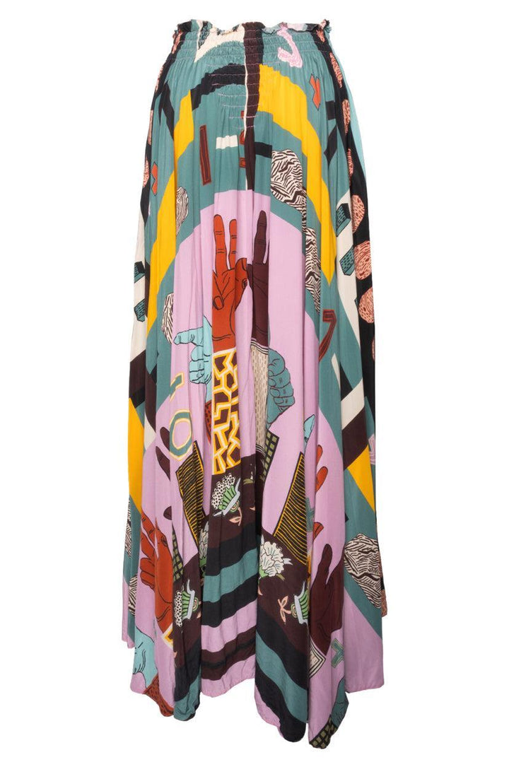 Valentino Size 40 Printed Silk Maxi Skirt