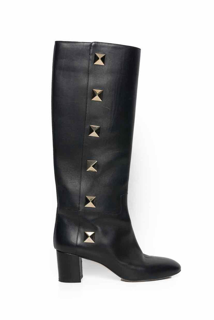 Valentino Size 37 Tall Rockstud Accent Boots