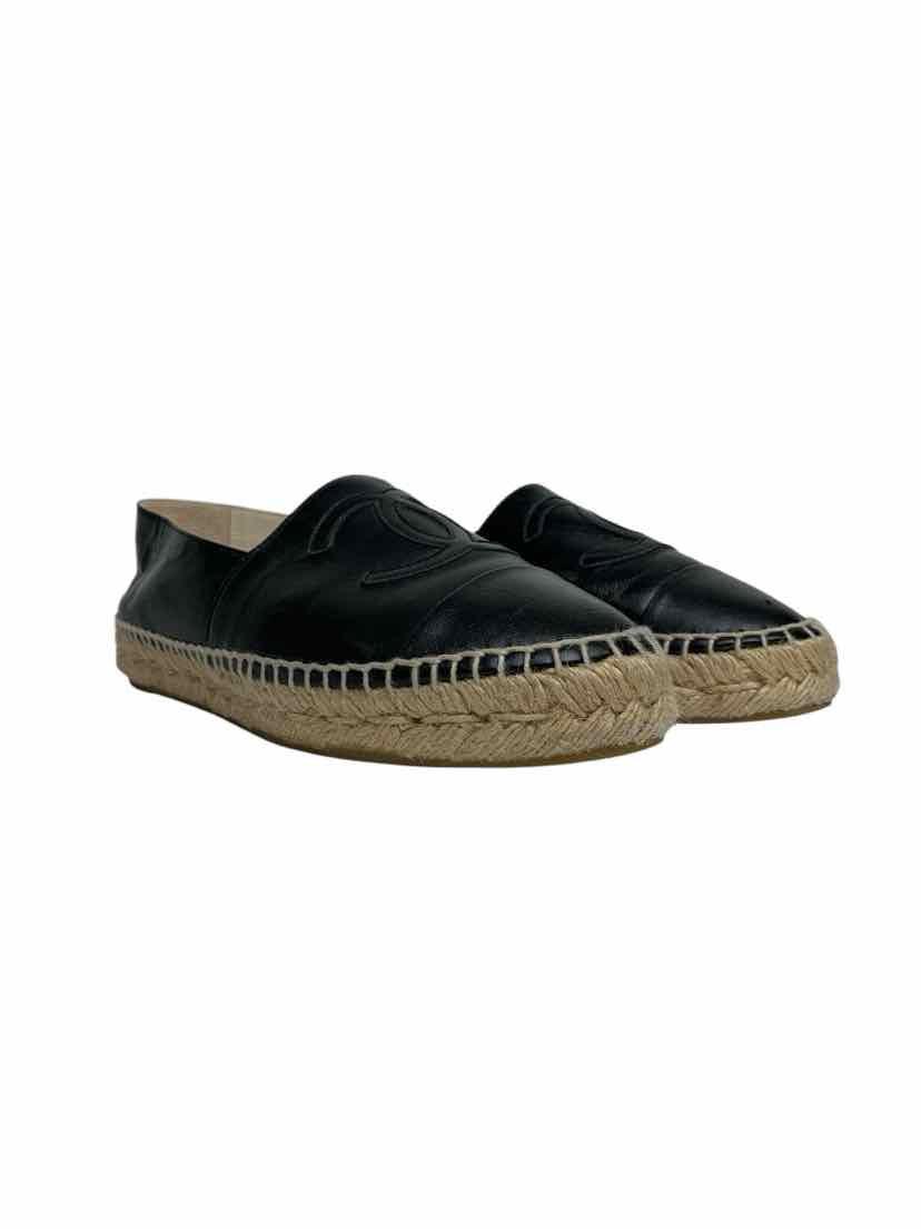 Chanel Size 36 CC Logo Leather Espadrille Flats