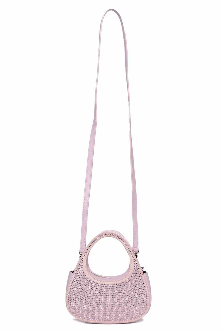 Coperni Pink Crystal Micro Baguette Swipe Shoulder Bag