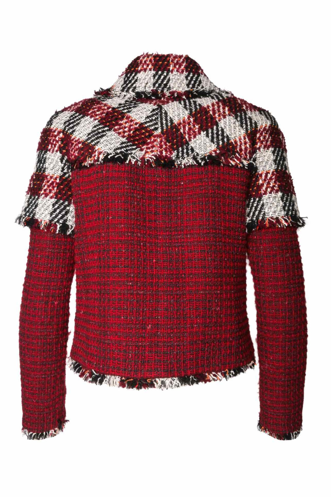 Chanel Size 34 2016 Plaid Tweed Fringe Jacket
