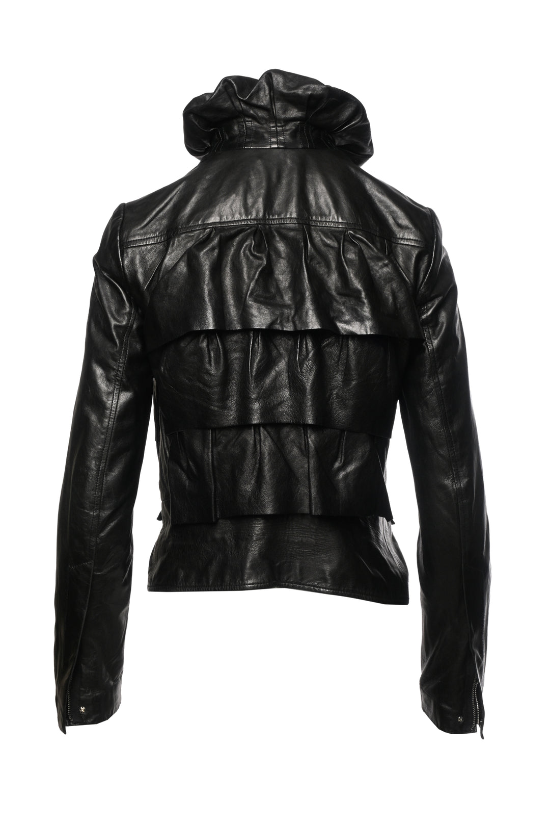 Diane Von Furstenberg Size 2 Ruffle Leather Jacket