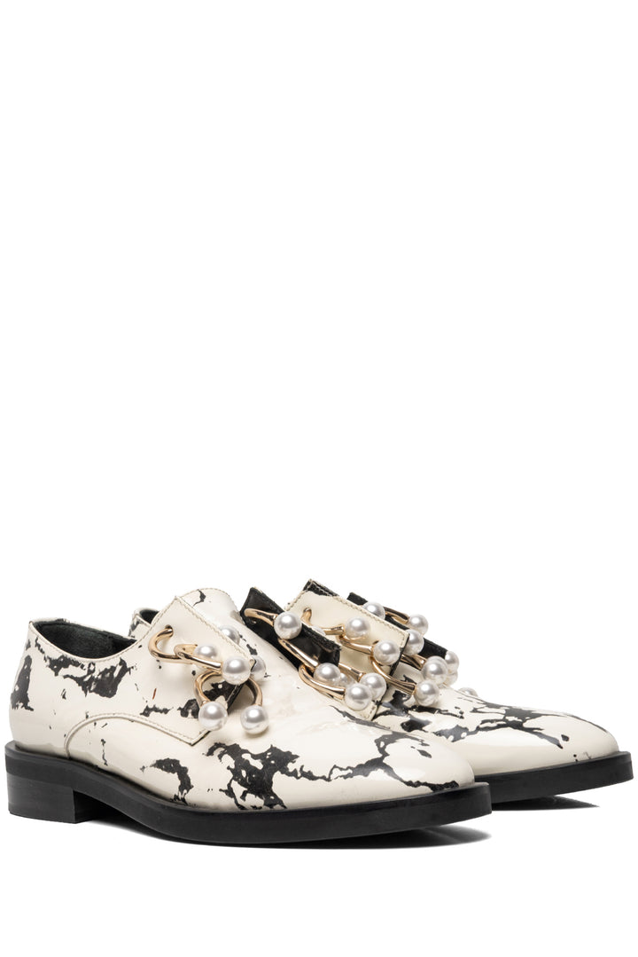 Coliac Size 37 Marble Pierced Slip On Oxford Flats