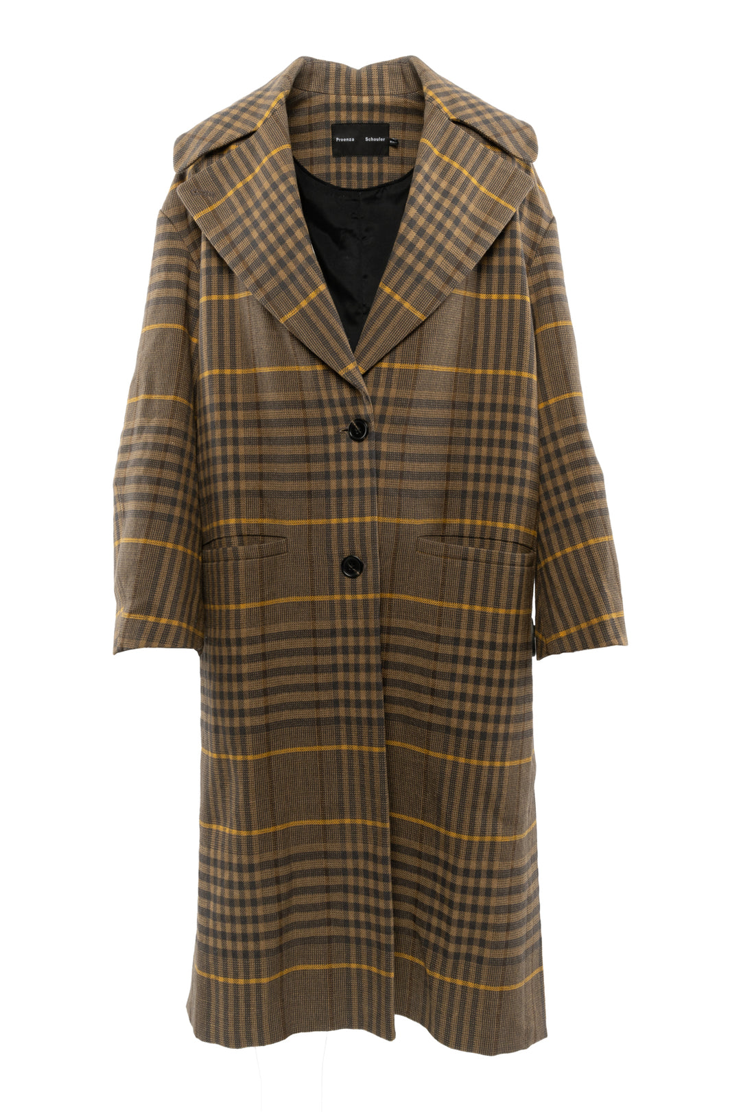 Proenza Schouler Size 8 Plaid Oversized Wool Coat