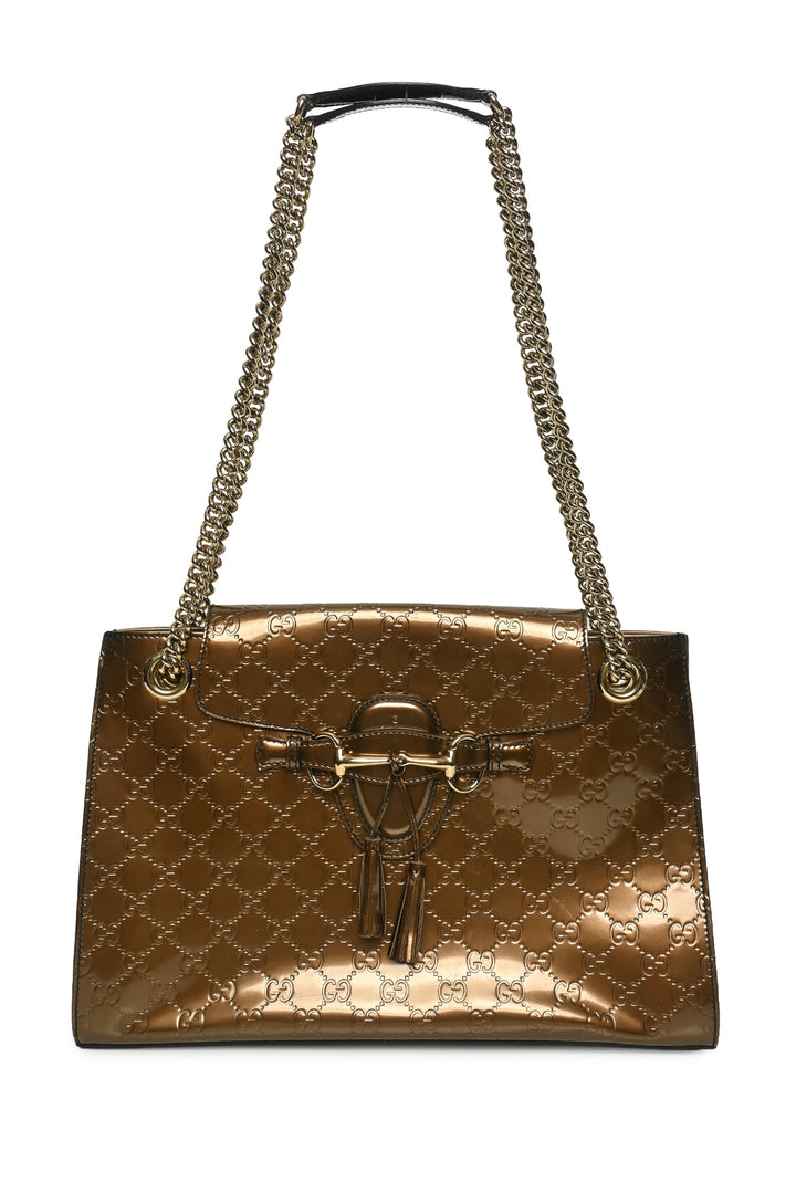 Gucci Guccissima Patent Emily Chain Shoulder Bag