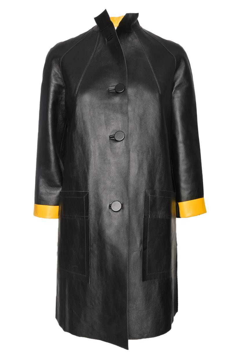 Marni Size 38 2012 Lamb Leather Button-up Coat