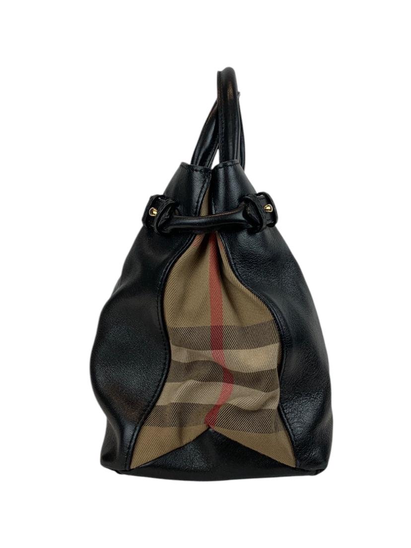 Burberry House Check Leather Banner Tote