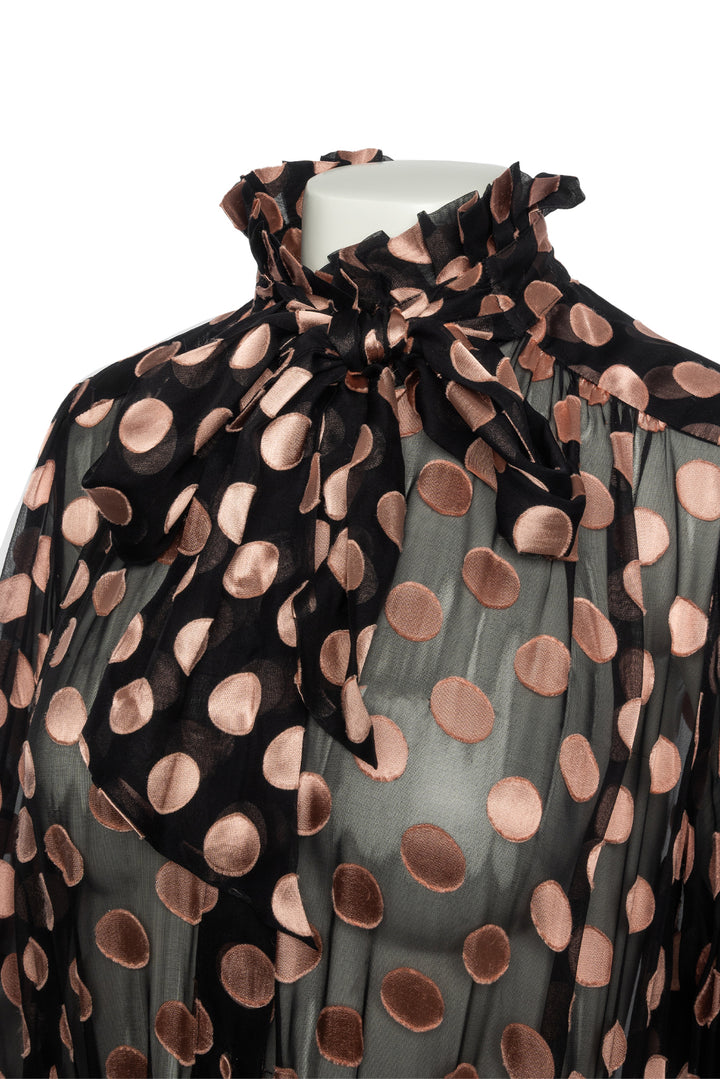 Zimmermann Size 3 Pleated Ruffle Trim Silk Blend Polkadot Dress