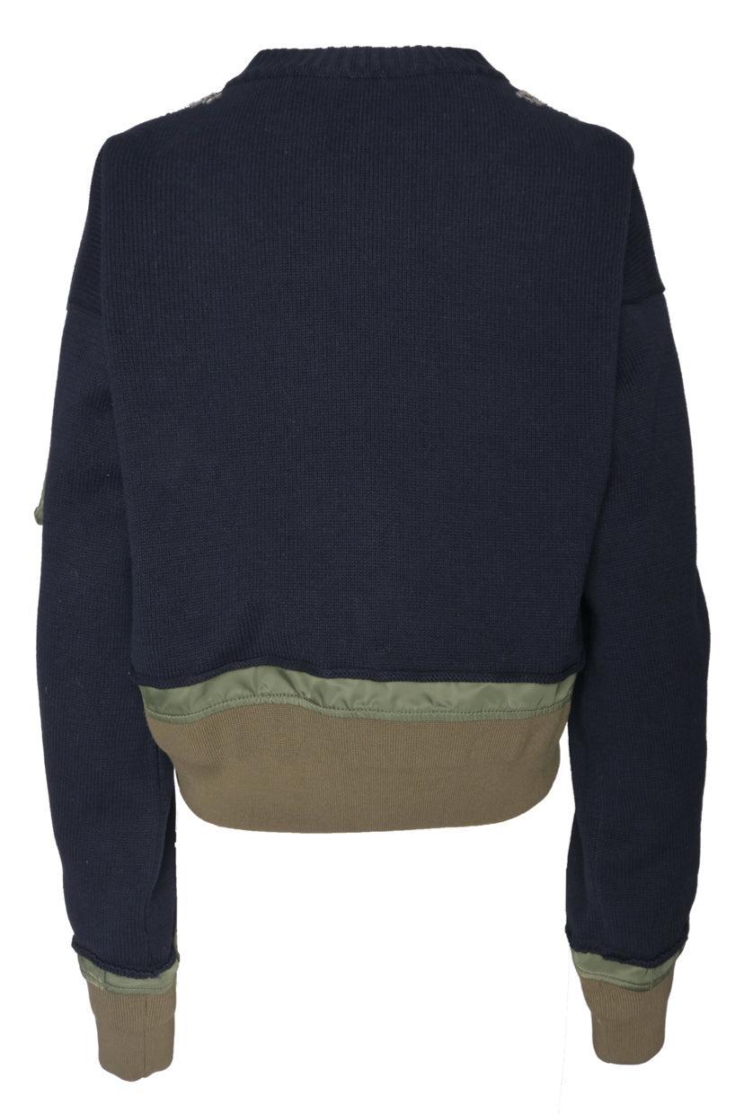 Sacai Size 2 Embellished & Knit Bomber Jacket