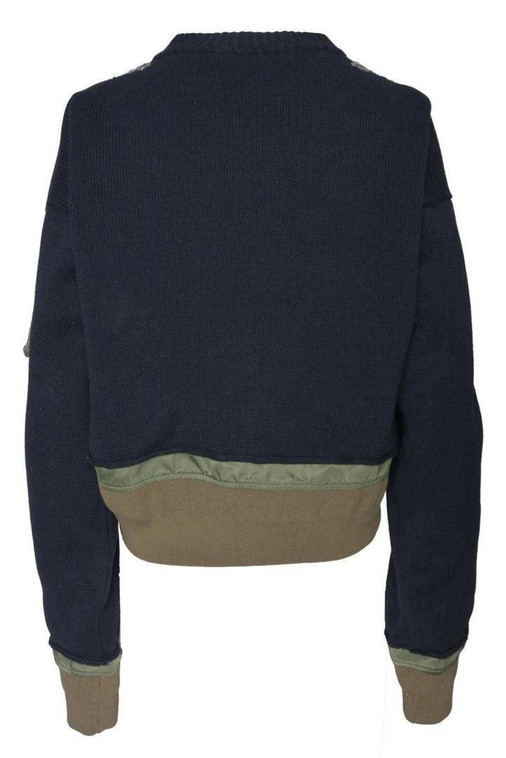 Sacai Size 2 Embellished & Knit Bomber Jacket