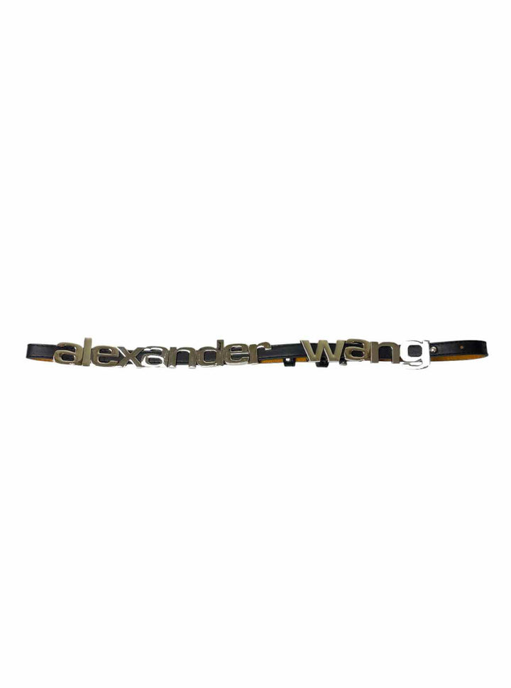 Alexander Wang Size XS Leather Metal Logo Belt