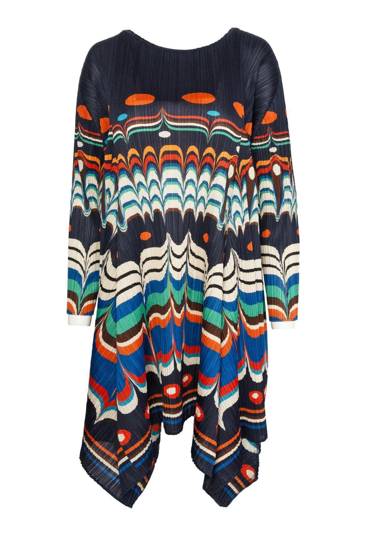 Pleats Please Size 3 Geometric Print Pleated Dress