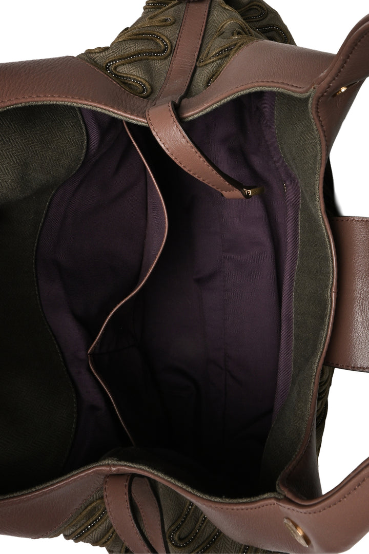 Bvlgari Beaded Leather & canvas Chandra Hobo Bag