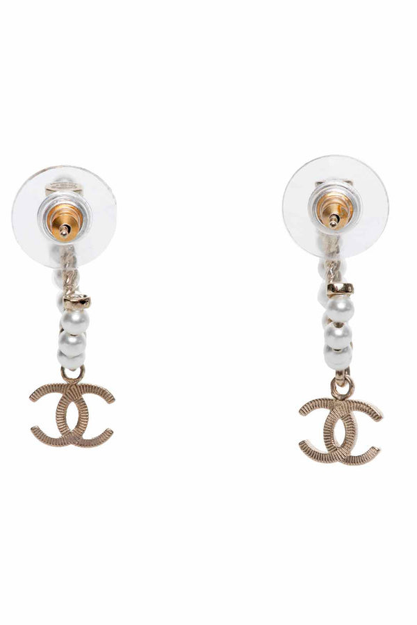 Chanel Faux Pearl Hoop Earrings