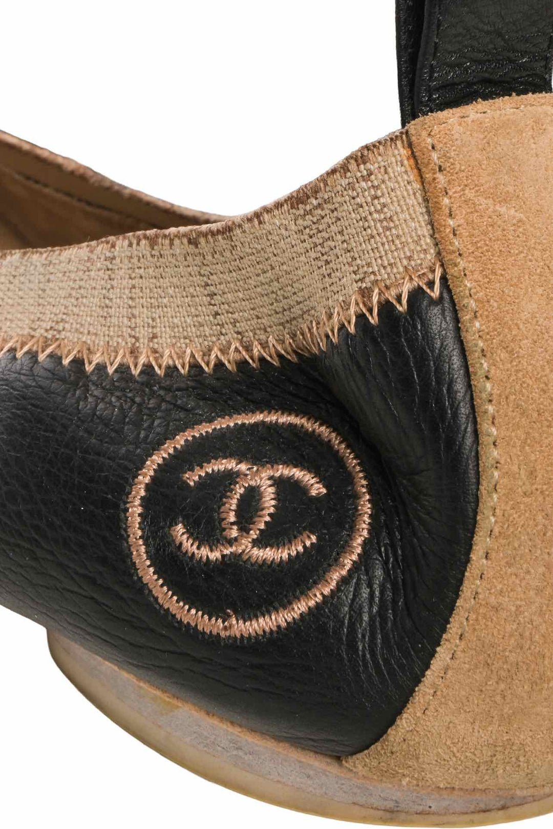 Chanel Size 39.5 Leather & Suede Ballet Flats