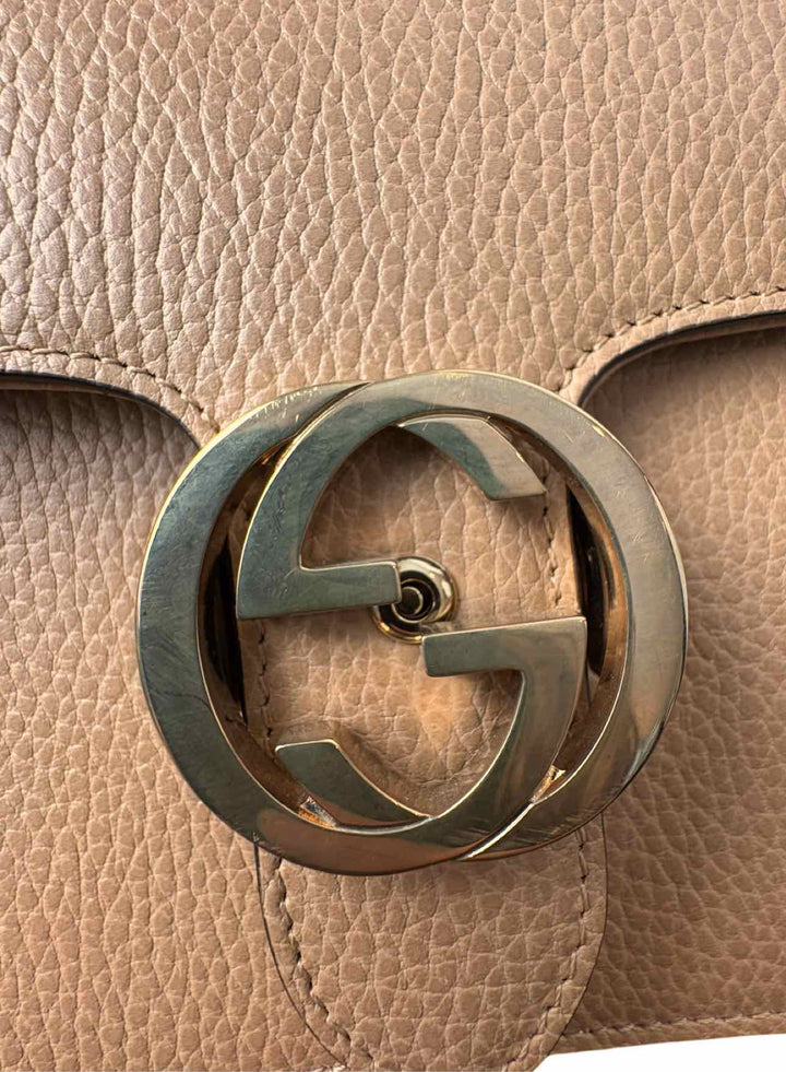 Gucci Dollar Calfskin Small Interlocking G Shoulder Bag Camelia Purse