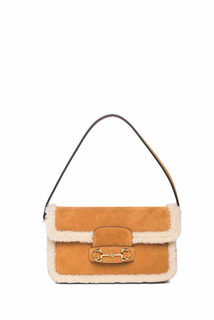 Gucci Suede Shearling Horsebit Mini 1955 Shoulder Bag