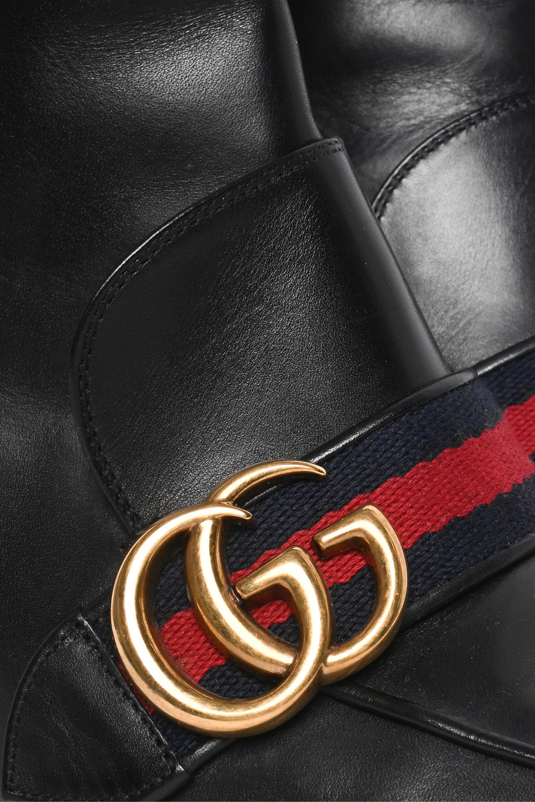 Gucci Size 37 Faux Pearl Accent GG Web Ankle Boots