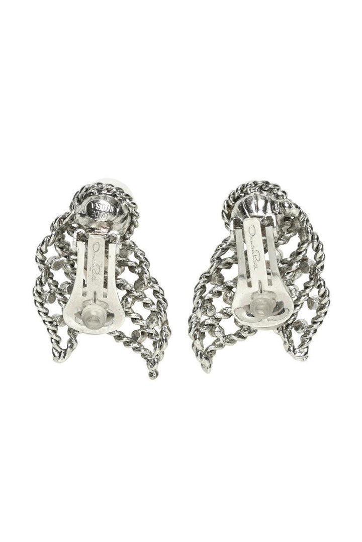 Oscar De La Renta Faux Pearl Clip On Earrings