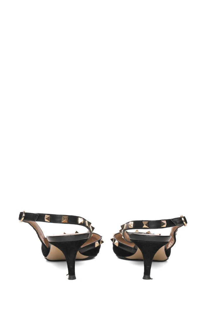 Valentino Size 40.5 Rockstud Pointed Toe Slingback Pumps