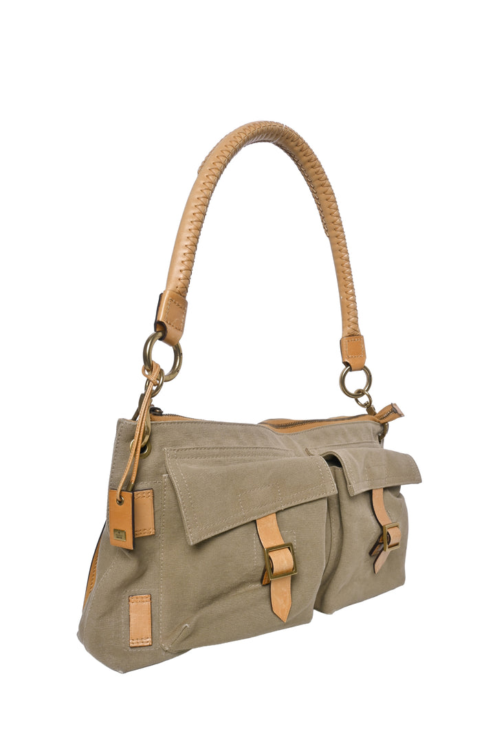 Gucci Vintage Utilitarian Canvas Shoulder Bag