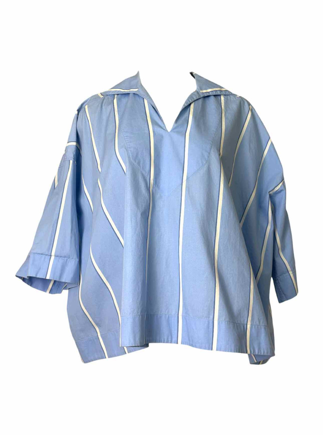 Balenciaga Size 38 Striped Cotton Short SleeveTops