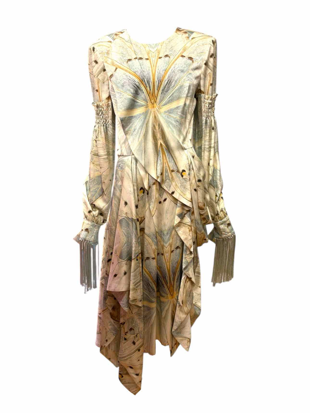 Alexander Mcqueen Size S/M Fall 2018 Collection Patterned Fringe Trim Dress