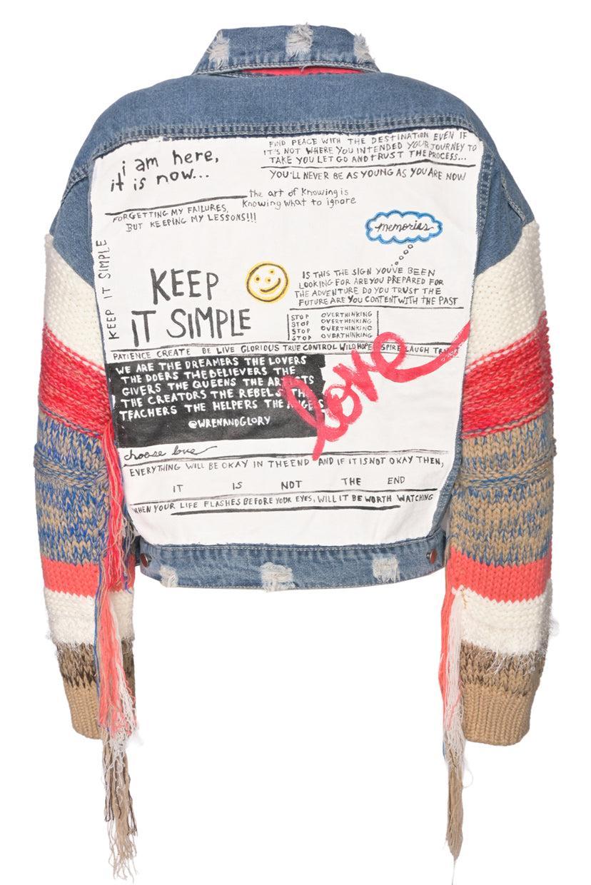 Wren + Glory Size S Simple Thoughts Denim Jacket