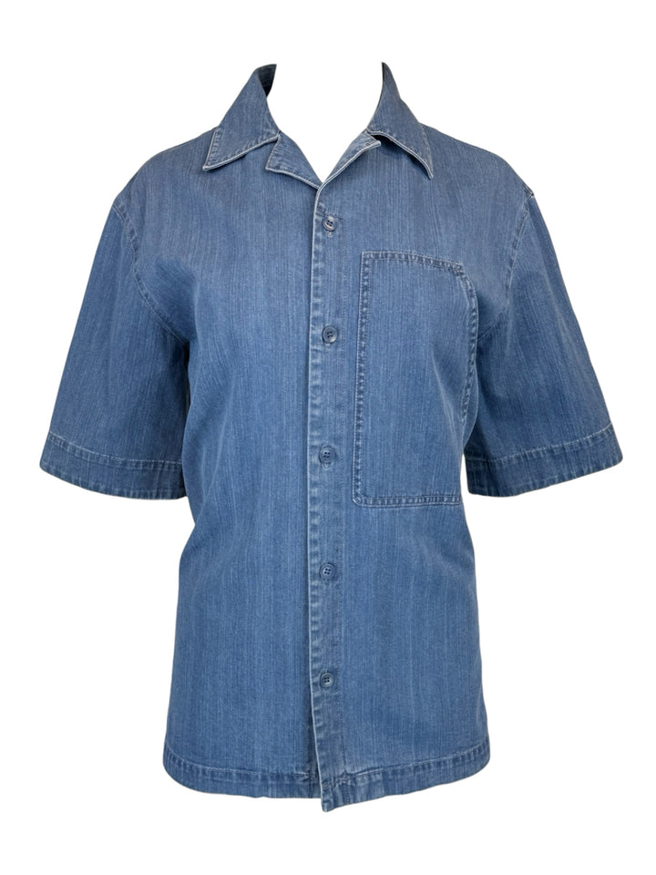 Tibi Size M Summer Denim Camp Shirt