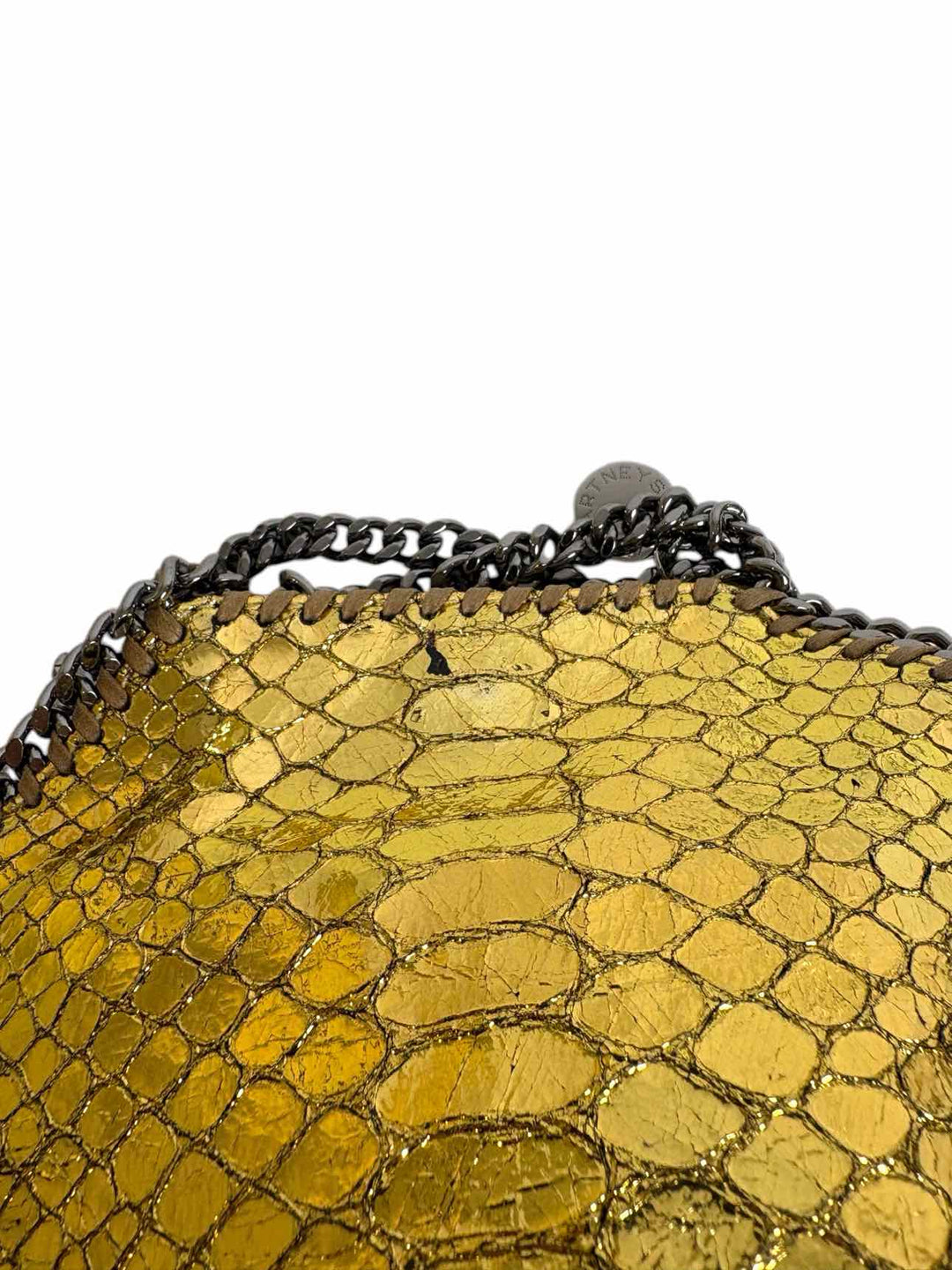 Stella Mccartney Faux Leather Metallic Snake Print Falabella  Crossbody Purse