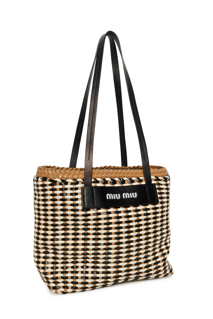 Miu Miu Large Woven Leather Tote