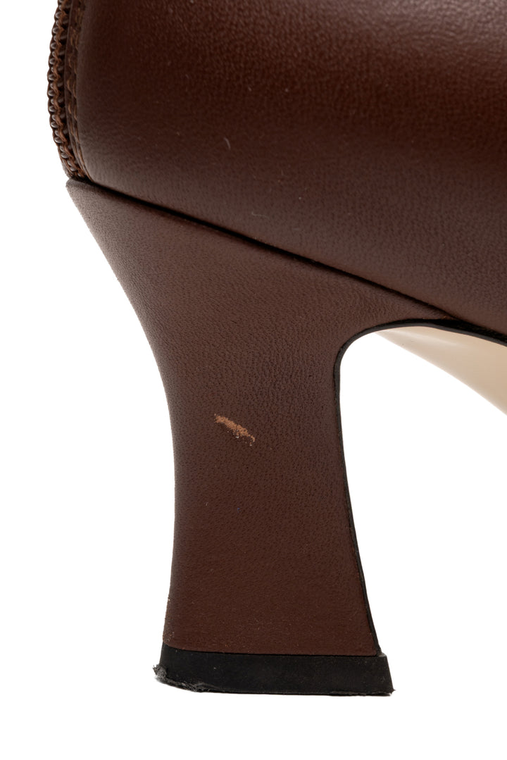 Fendi Size 35.5 Ffreedom Square-toe Leather Ankle Boots