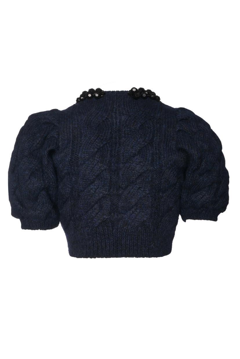 Simone Rocha Size M Embellished Cable Knit Cropped Cardigan
