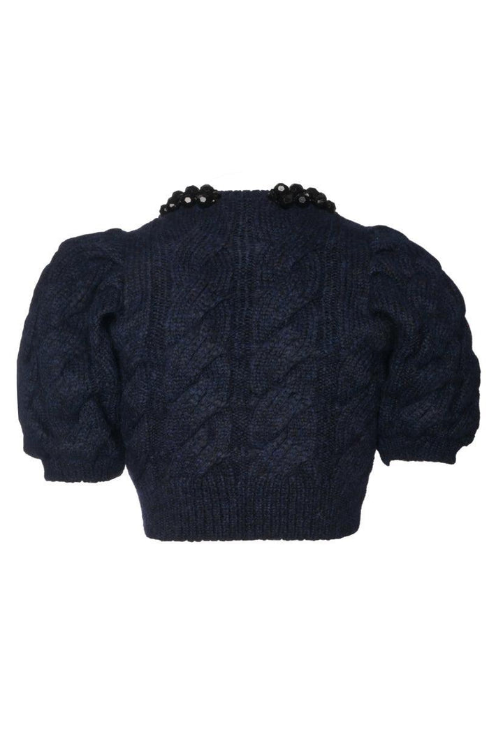 Simone Rocha Size M Embellished Cable Knit Cropped Cardigan