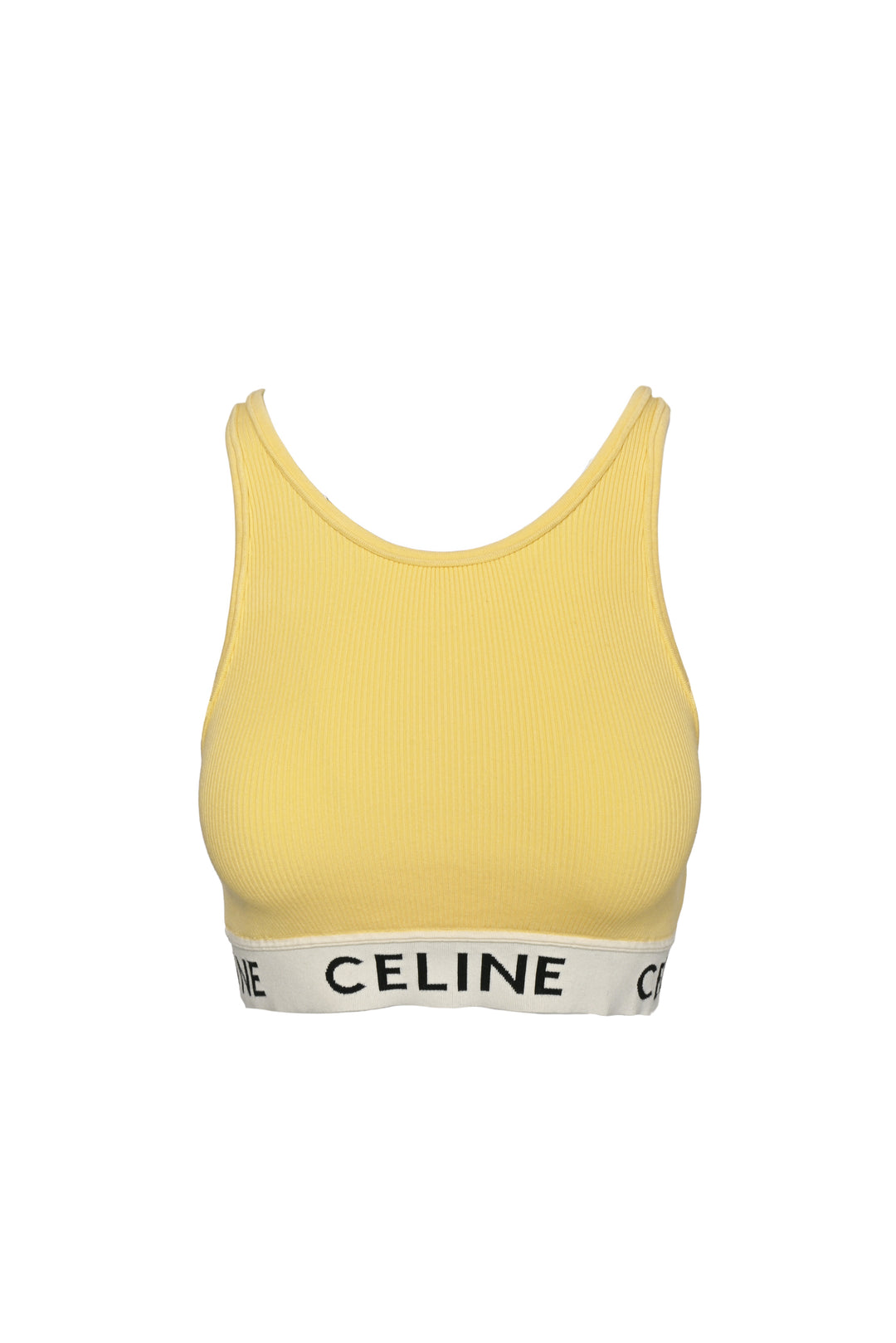 Celine Size L Ribbed Logo Bra