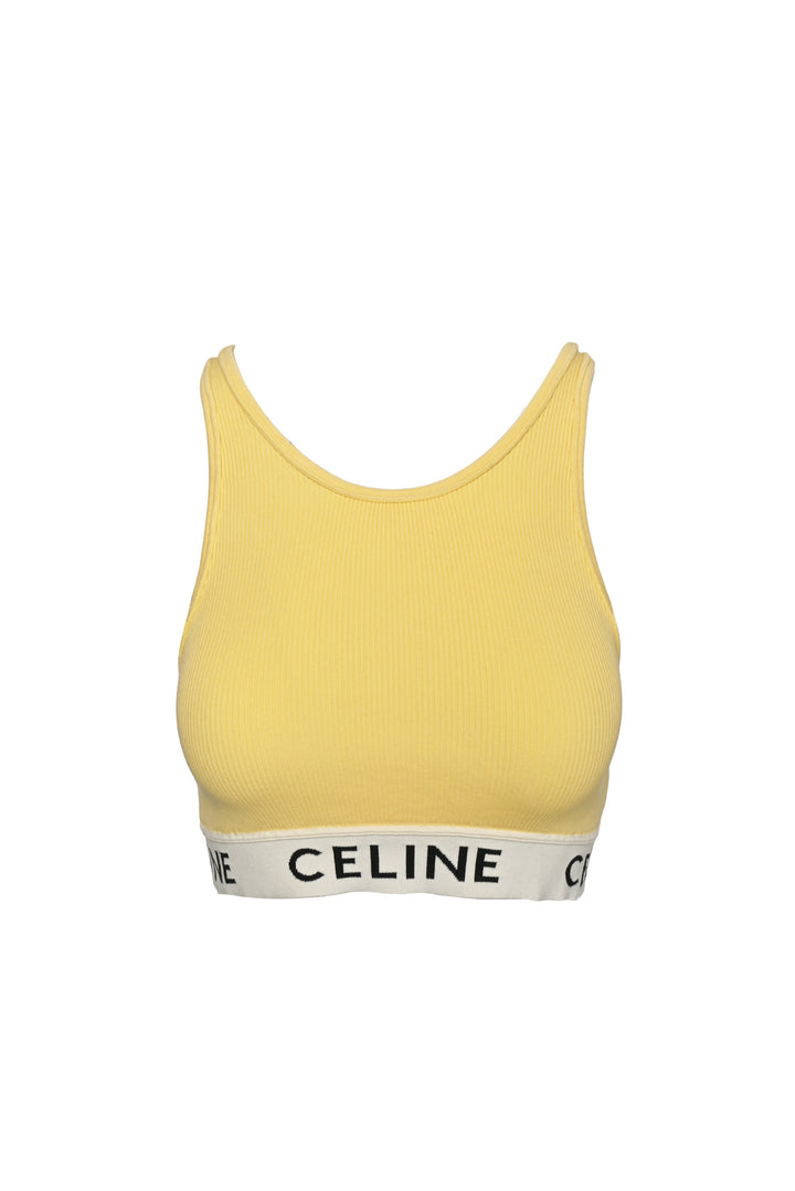 Celine Size L Ribbed Logo Bra