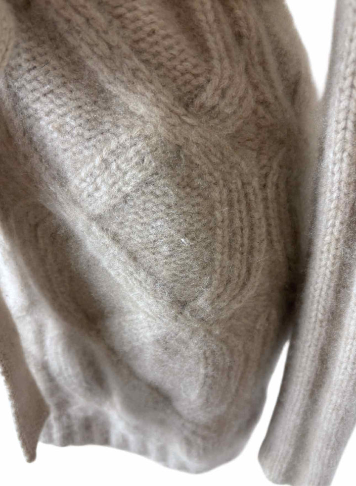 Black Goat Size M Cashmere Cableknit Belted Cardigan