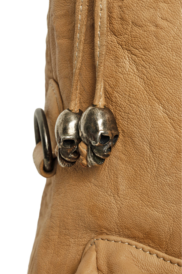 Thomas Wylde Skull & Suncross Studded Distressed Leather Hobo