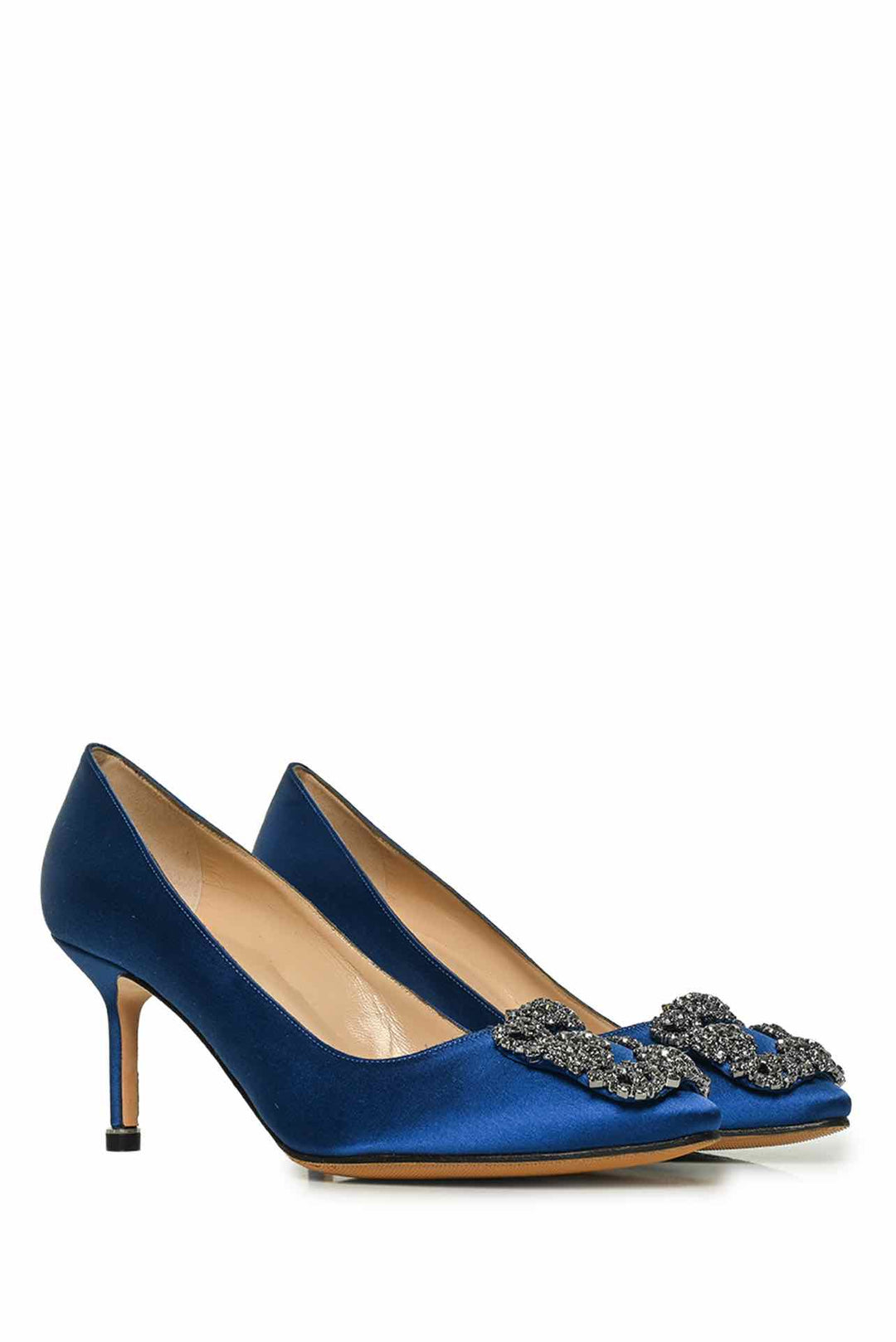 Manolo Blahnik Size 34.5 Hangisi 70 Satin Pumps